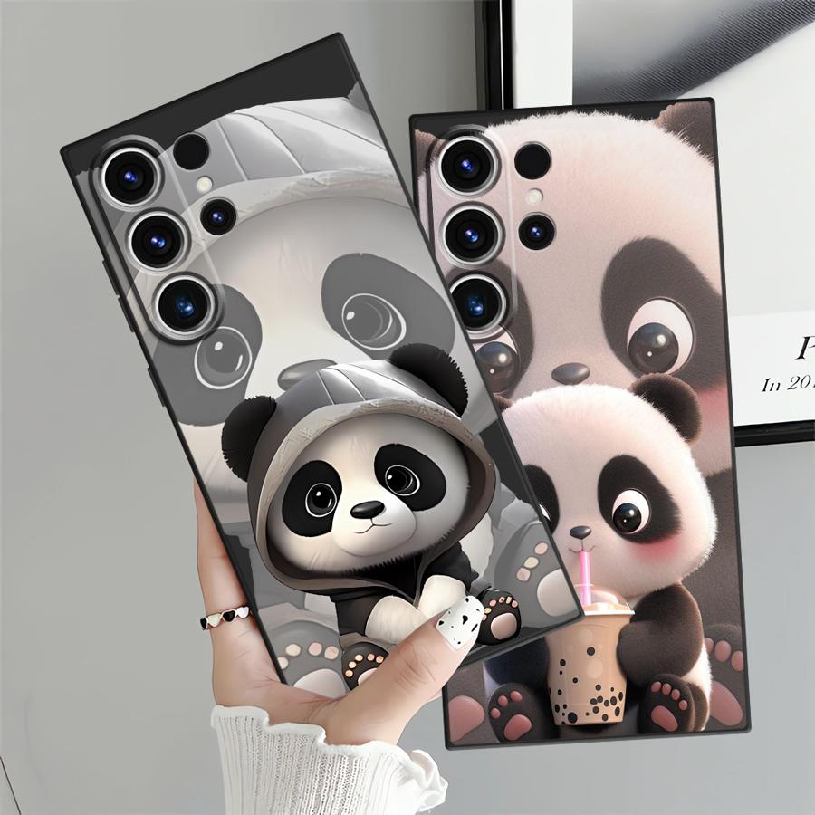 Cute Panda Funda Phone Cover Case for Samsung Galaxy S25 Note 20 8 9 10 S20 Ultra S26 S10 S9 S23 S24 Plus S21 FE