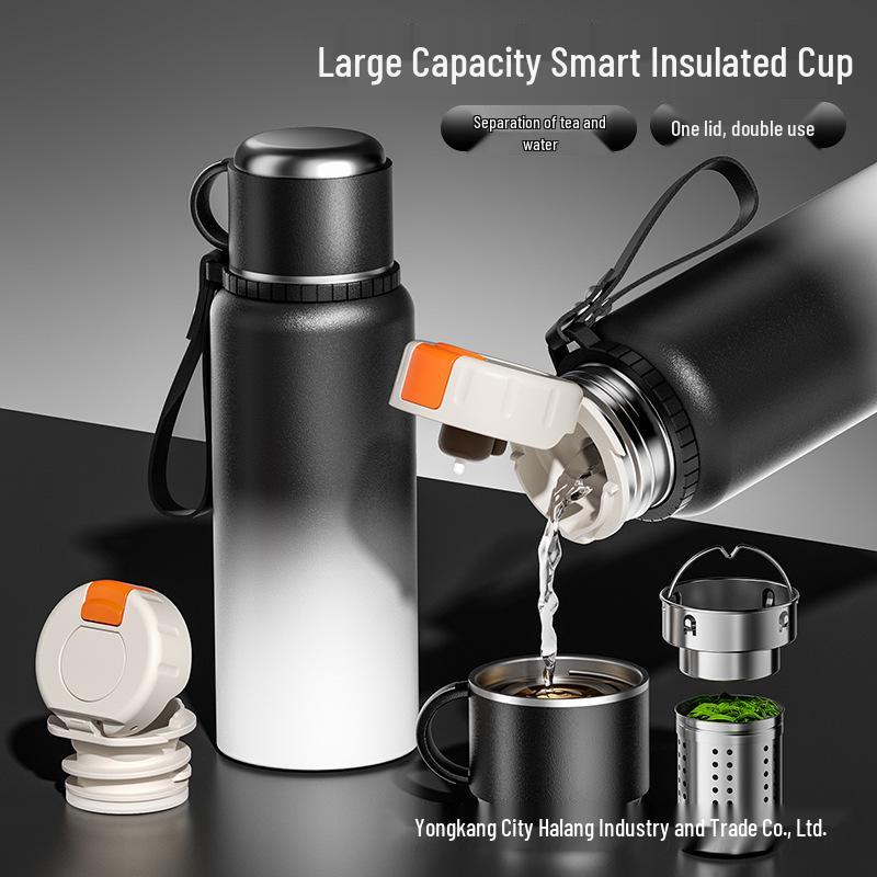 316 Stainless Steel Insulated Water Bottle with Double Lids & Tea Infuser for Outdoor Use