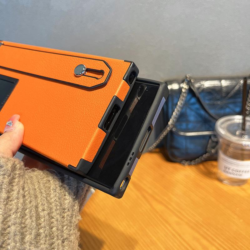 Samsung S23 Ultra Mobile Phone Case Lychee Leather Pattern Suitable for SAMs22ul Anti-fall Full-inclusive Wristband Stand Business Cover