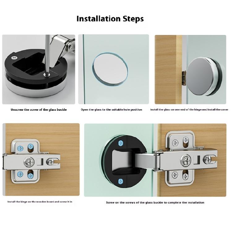 2 Pezzi Cerniera Clip per Porta in Vetro di Armadio da Cucina Acciaio Laminato a Freddo Cerniere Idrauliche per Porte in Vetro Accessori per Mobili