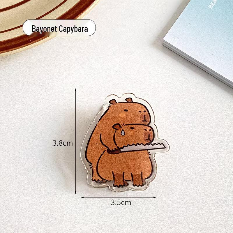 Capybara Double-Sided Acrylic Cartoon Clip for Sticky Notes & Snack Sealing