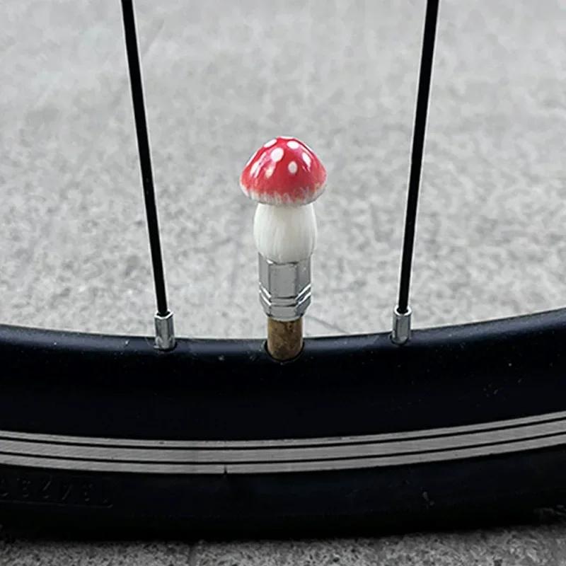

Mushroom Bike Valve Caps Presta Schrader Adorable Tire Decor Creative Conversion Head Inflation Hole Protector Cycling Accessory