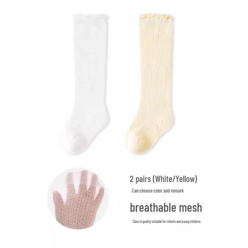 Kids' Candy Color Over-the-Knee Socks - Spring/Summer Breathable Mesh, Combed Cotton Long Socks