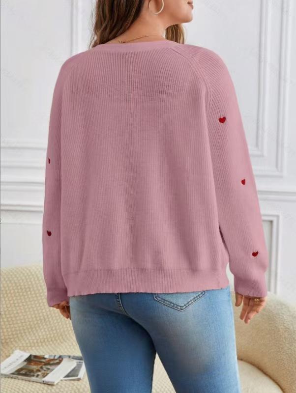 love embroidered knitted sweater jacket, European, American autumn and winter single-breasted V-neck hair