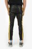 Black &  Yellow  Stylish Men Pant Motorcycle Leather Halloween Lambskin Designer