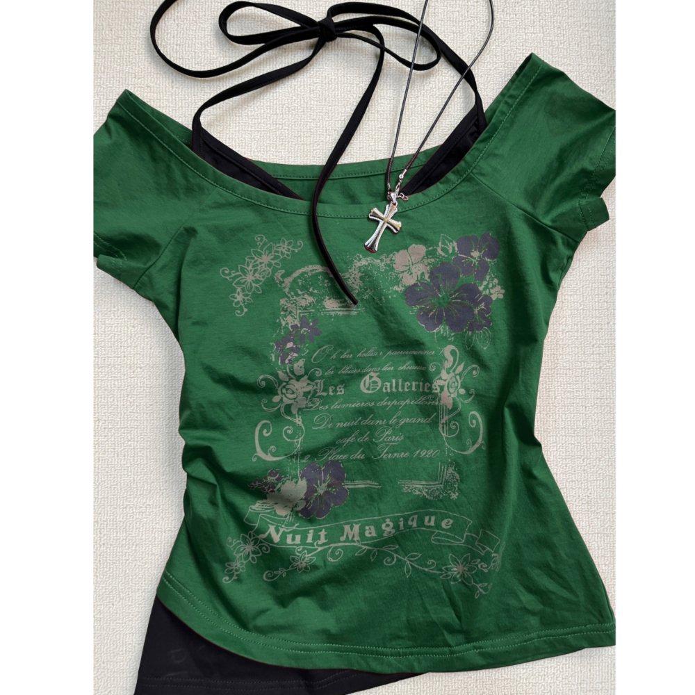 Wasteland Retro Halterneck Vintage Tvådelad Kortärmad Sommartopp 2024