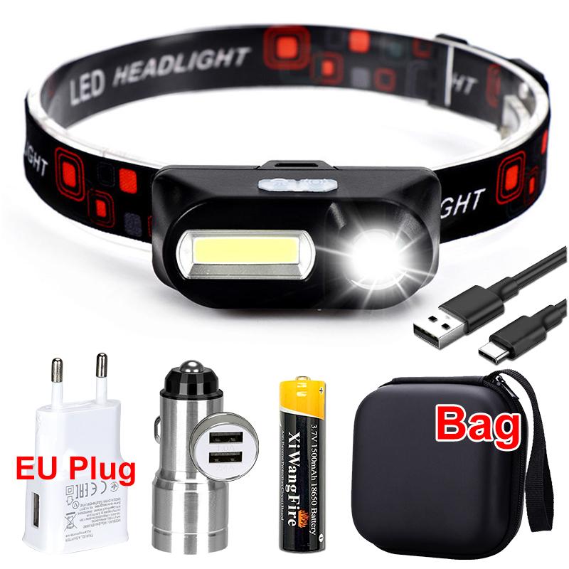 Dropshipping 5 Modi LED Mit Wiederaufladbarer 18650 Batterie USB Tragbare Taschenlampe Laterne Stirnlampe Outdoor Camping Scheinwerfer