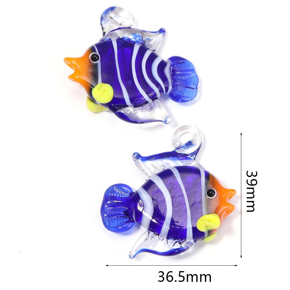 2pcs/Lot 3D Tropical Fish Animal Lampwork Charms For Jewelry Making Tiny Statue Ornaments Aquarium Decor DIY Necklace Pendant