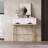 Console Table, Hallway Table with 2 Drawers, Side Table Wood, Sofa Table with Stable Metal Frame