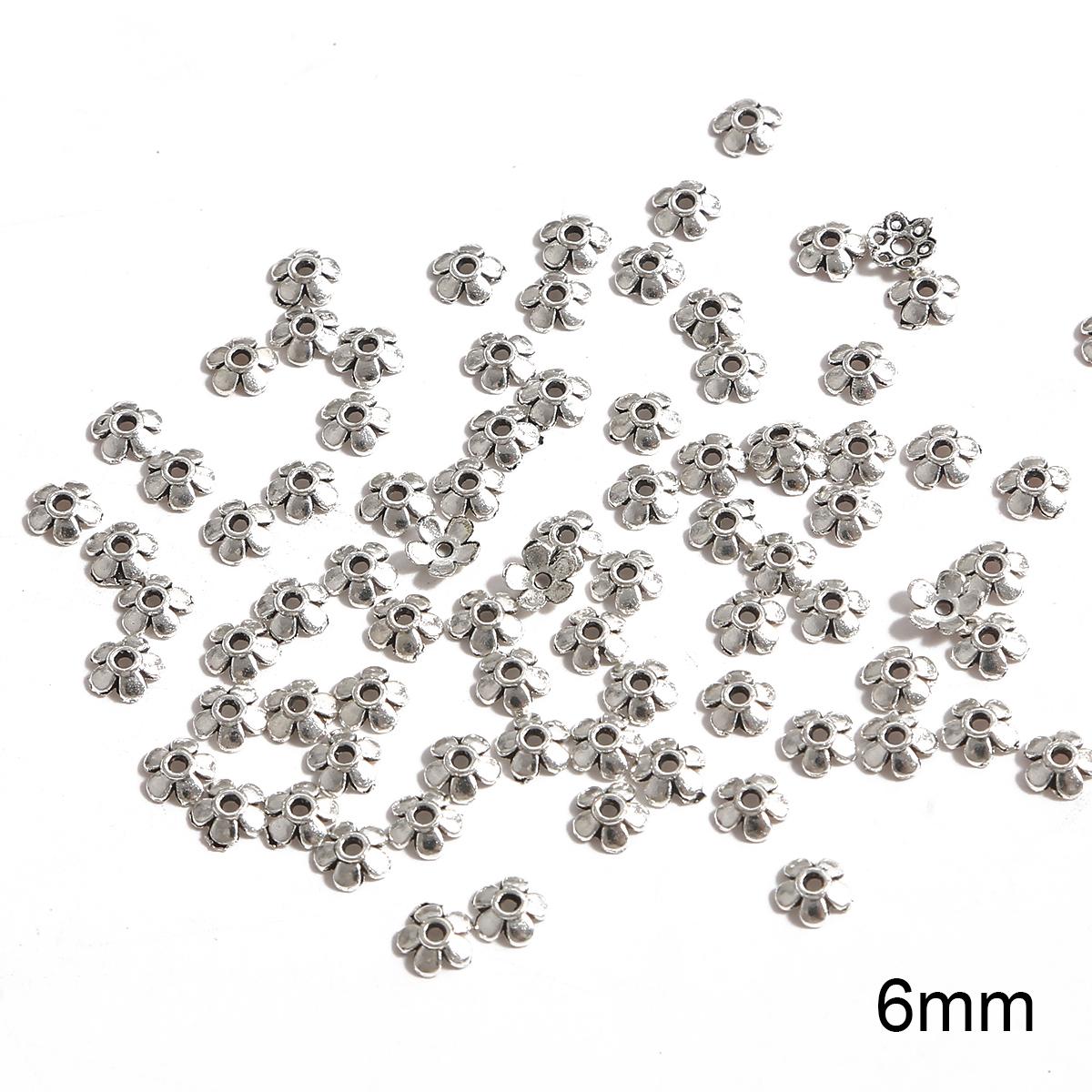 

50 шт металлические полые цветочные бусины, колпачки, коннекторы для изготовления ювелирных изделий своими руками 18 серебряный