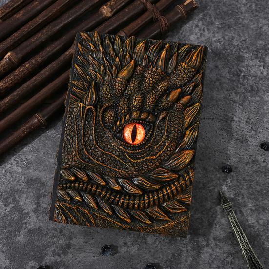 Dragon Eye 3D Embossed Journal Refillable Travel Notepad Vintage Blank Pages Notebook for Sketching Calligraphy