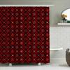 Red Floral Bath Shower Curtain With Multicolor Geometric Patterns Water Repellent Polyester Fabric For Bathroom Decorations
