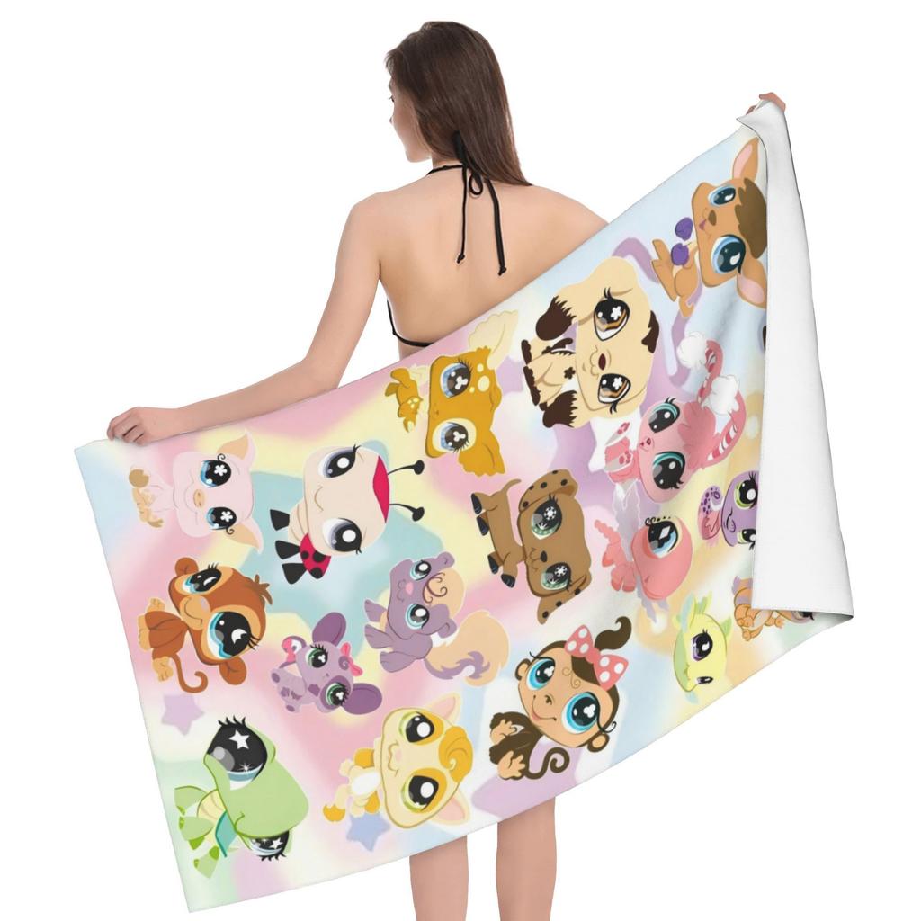 Littlest Pet Shop Beach Towel, Christmas Theme Printed Beach Towel, Multicolor Pattern, Suitable for Beach and Pool, Exquisite