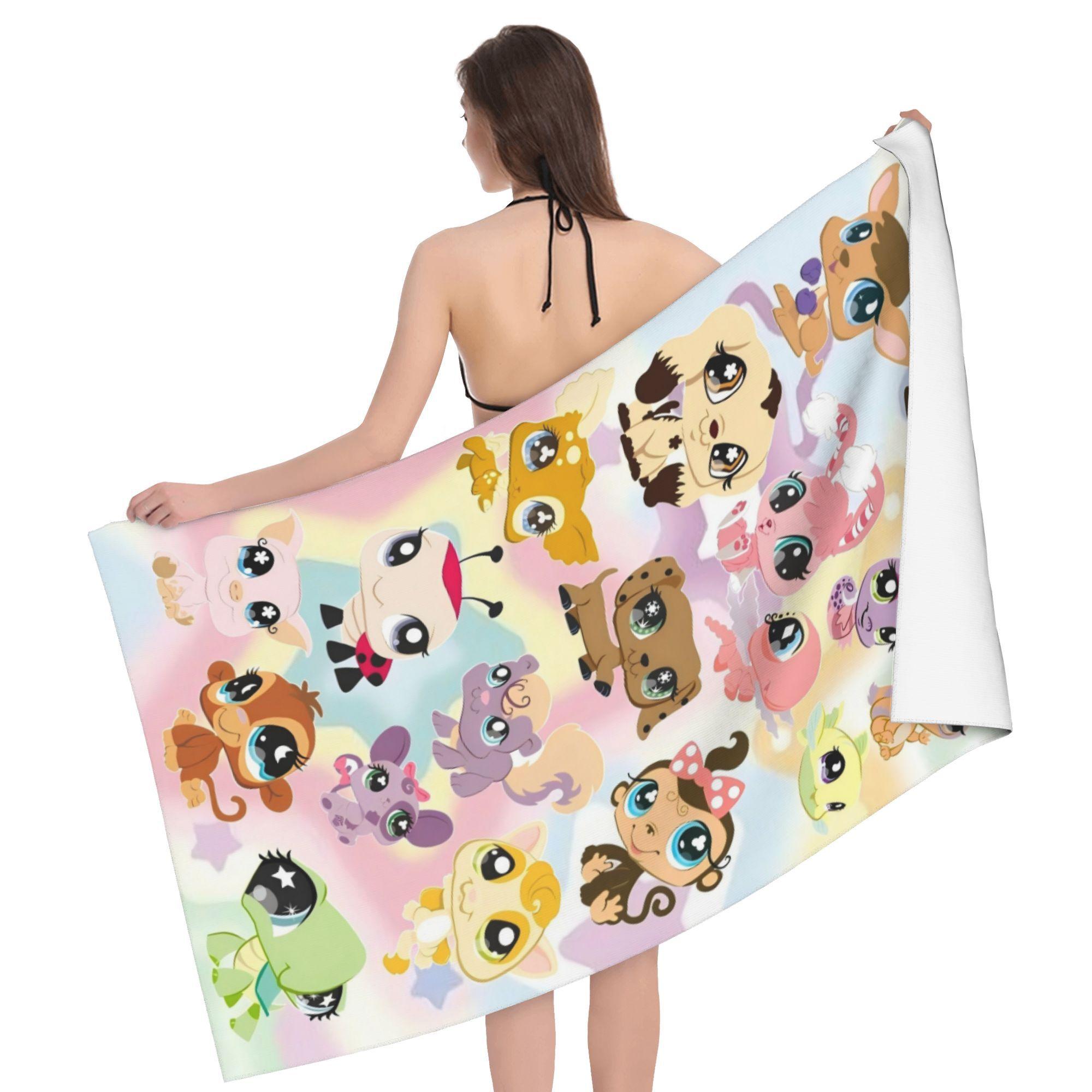 Littlest Pet Shop Beach Towel, Christmas Theme Printed Beach Towel, Multicolor Pattern, Suitable for Beach and Pool, Exquisite W30*H60(CM)