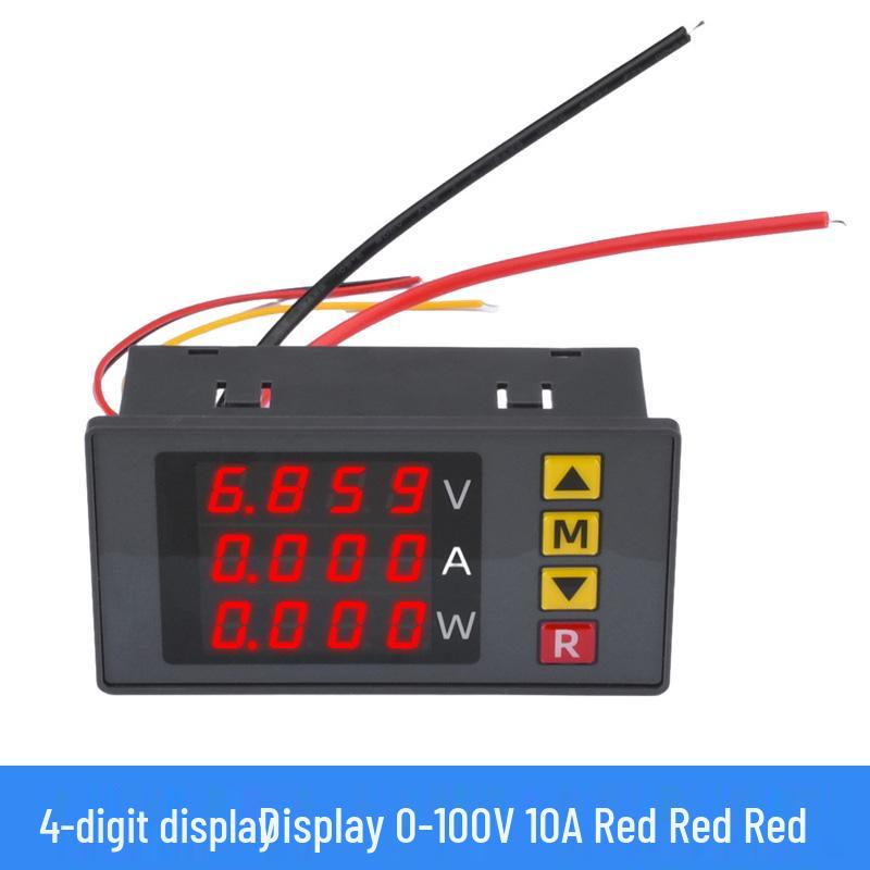 Digital LED DC Current Voltage Meter, Dual Display: 0-100V/200V, 10A/50A/100A Ammeter
