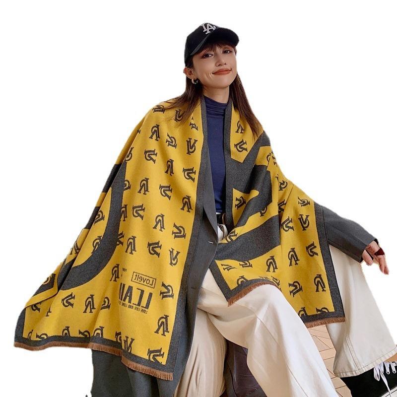 Autumn and winter new imitation cashmere letter jacquard scarf women's fashion temperament warm thick scarf