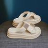 Fashion one-word slippers 2025 summer new muffin thick bottom soft bottom with skirt wear thin beach slippers women