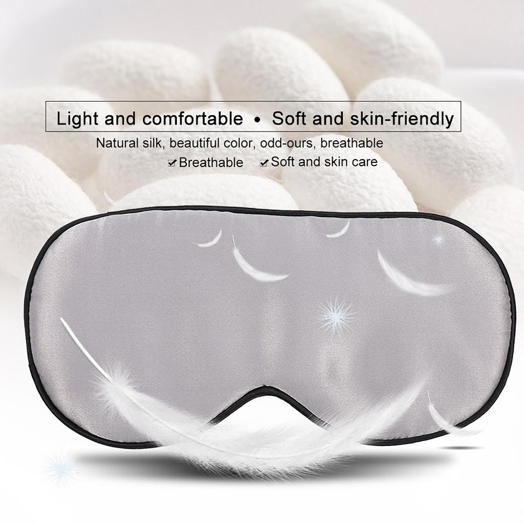 Natural Silk Sleeping Eye Mask Men Women Breathable Nap Sleep Shade Mask Silver Grey