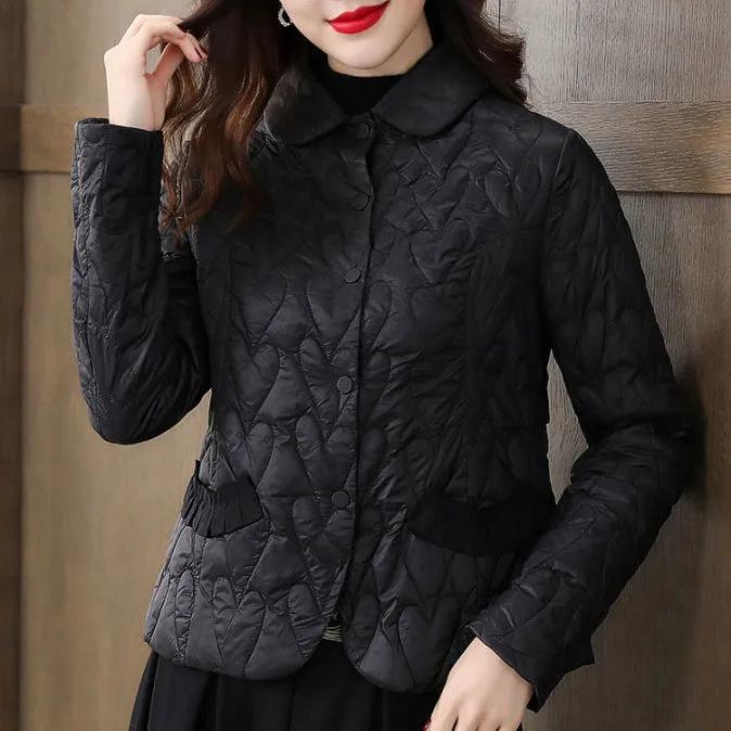 Dames Herfst Winter Jas Koreaans Middenleeftijd Moeder Lange Mouwen Dunne Jas Vrouwelijk Warm Bovenkleding