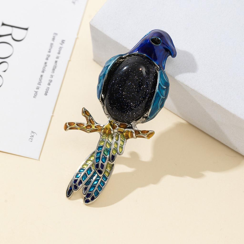 Parrot Enamel Brooch Pin With Shell Inlay For Diy And Jewelry Making