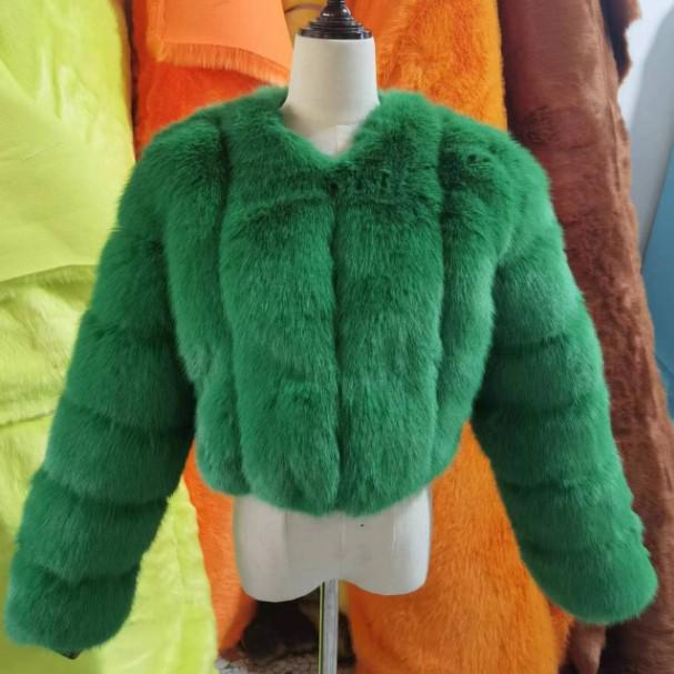 Manteau à manches longues pour femme en fausse fourrure de renard de style européen et américain