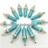 Colorful Hexagonal Gemstone Pendant Necklace with Gold Alloy Cap