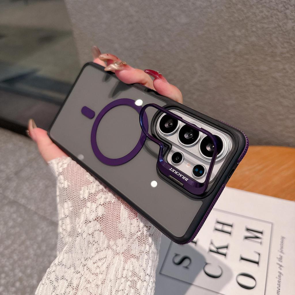 Dual-color Magnetic Lens Stand Protective Case for Samsung S26 Ultra & S25 – Drop-Proof, Skin-Feel Design