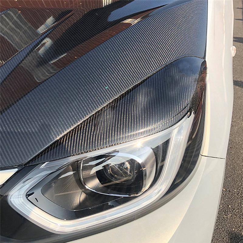 Real Carbon Fiber Front Headlight Lamp Cover Strip Eyebrow Trim Sticker Accessories Parts For Honda Fit Jazz 2021 2022
