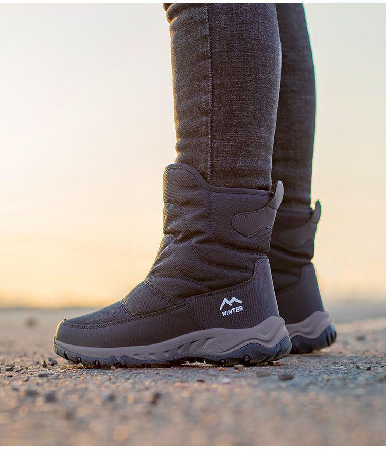 Men's High-Top Waterproof Wool Snow Boots - Warm Outdoor Ankle Cotton Shoes