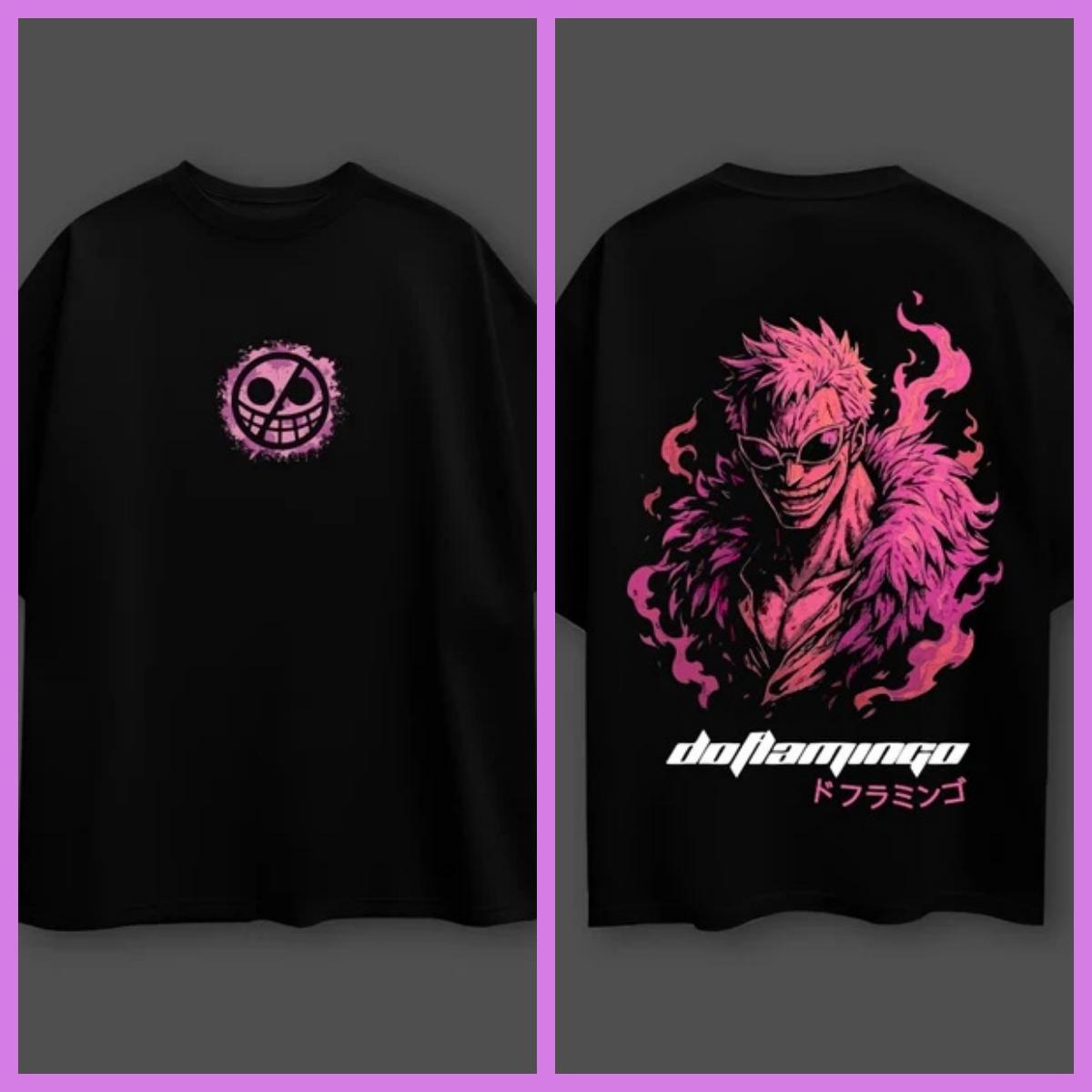 

One Piece Anime Donquixote Doflamingo Oversized Cotton Tshirt Men and Women Breathable High Quality Y2K Short Sleeve Summer L