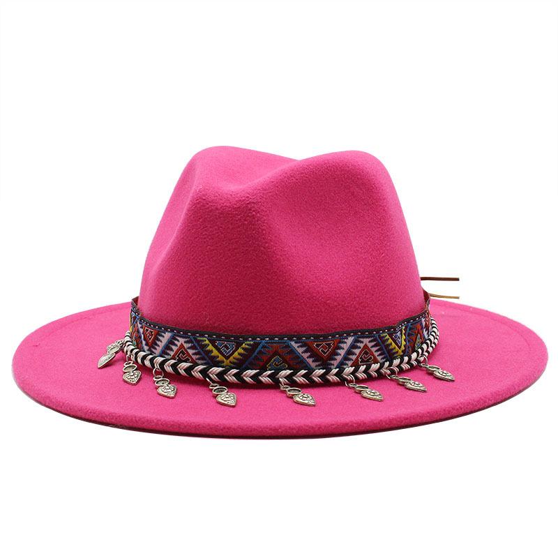 European, American and British style new classic jazz top hat simple fashion big eave hat men's and women's woolen hat