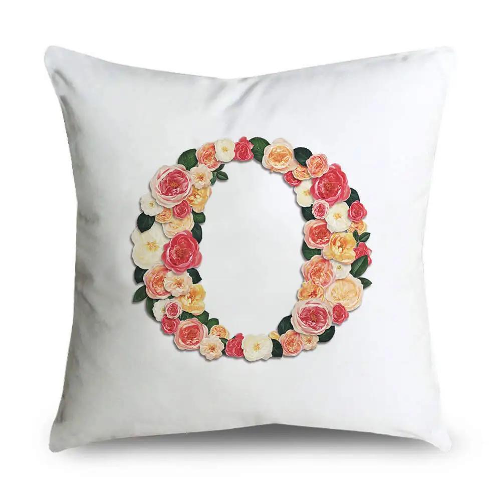 Pillow Home Decor Chair Pillowcase Wedding Decoration Cushion Cover Pink Flower Letter Sofa Car