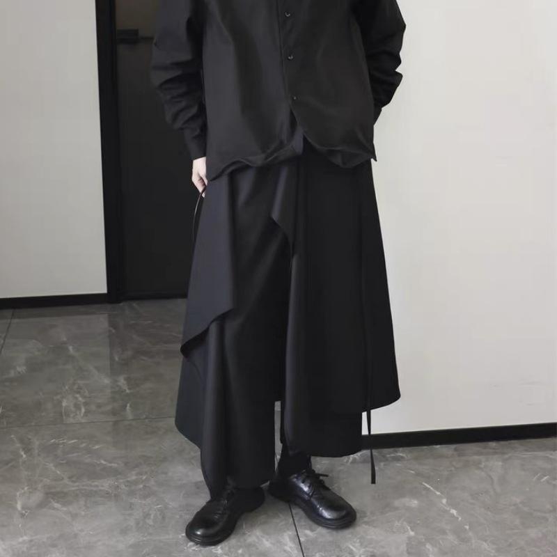 

Dark Design Patchwork Wide-Leg Skirt Pants: Three-Dimensional, Irregular, Slimming Casual Wear for Women (Spring/Autumn) One Size чёрный