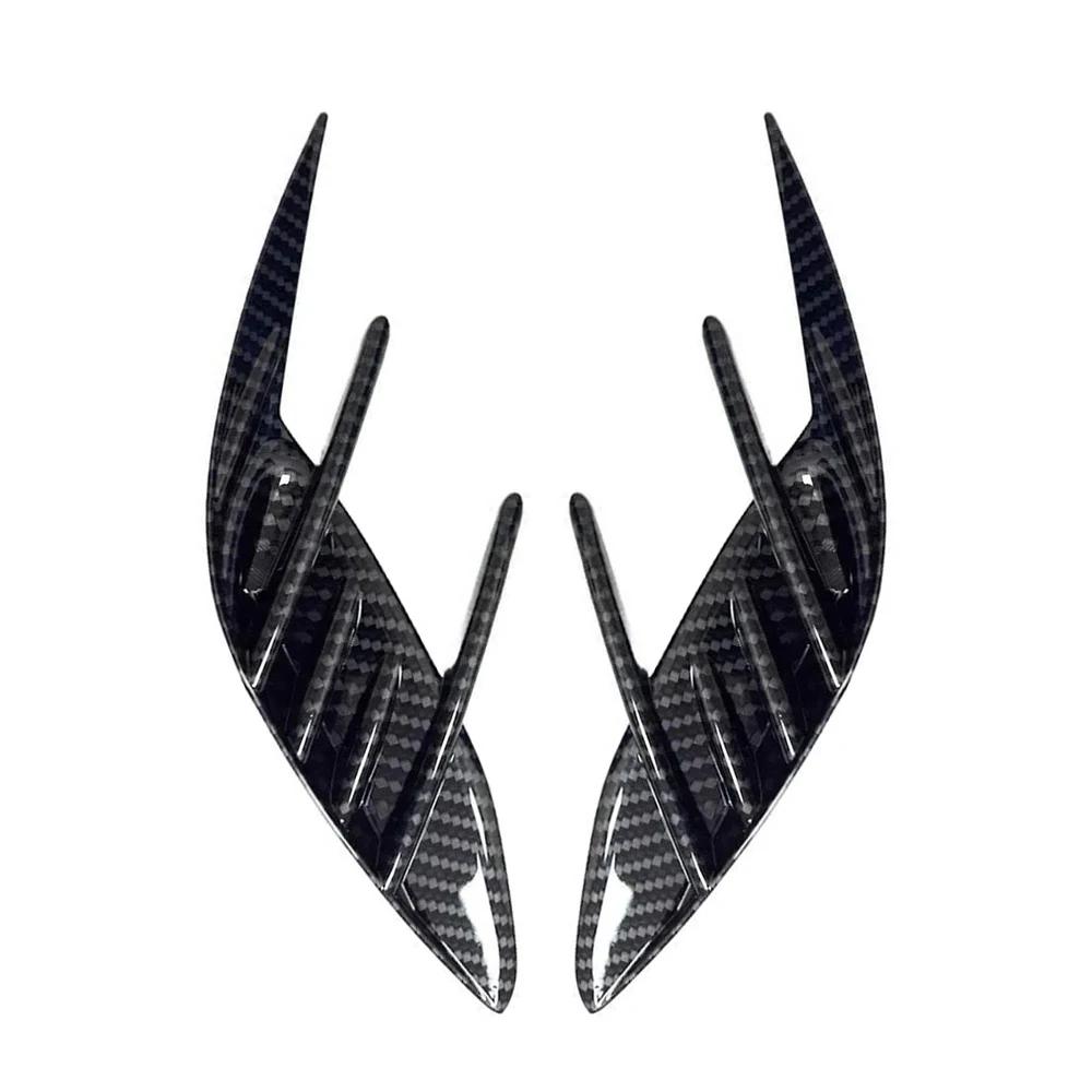 For KIA Stinger 2017-2025 Carbon Fiber Look Gloss Black ABS Bumper Side Vent Spoiler Canard Covers Car Sticker Accessories