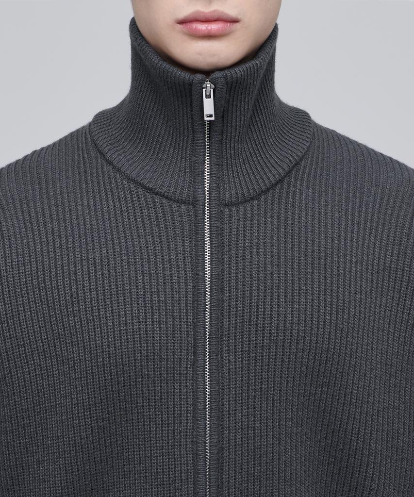 Musinsa Standard Relaxed Ribbed Knit Zip-Up [Gray]