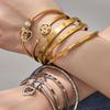 18k Gold-Plated Zircon Bamboo Bracelet Set: Geometric, European & American Style
