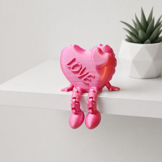 Heart Tabletop Decoration Love Figurine with Articulated Legs, 3D Printed Shape Statue, Legs for Home Office, Romantic Gift Valentine's Day