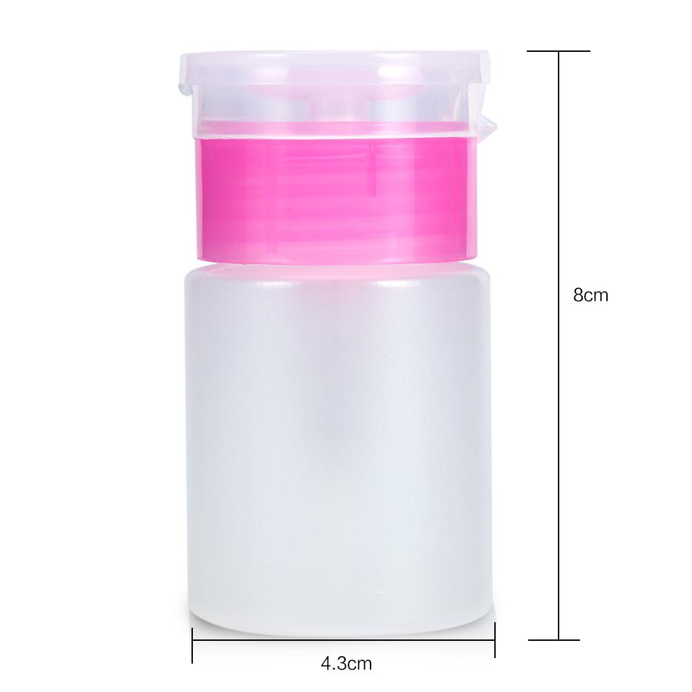 2Colors 60ML Pump Dispenser Nail Art Polish Remover Alcohol Liquid Cleaner Empty Plastic Bottle