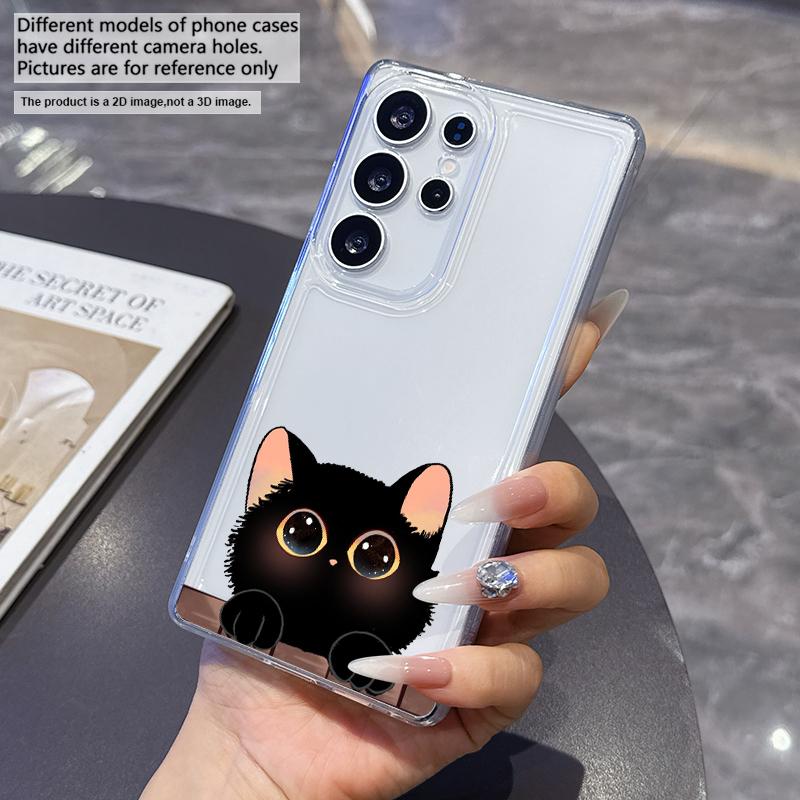 Cartoon Problem Cat Phone Case for Samsung Galaxy S25 Ultra S20 FE S21 S22+ S23 Plus S24 S26 Edge Cases Transparent Soft Covers
