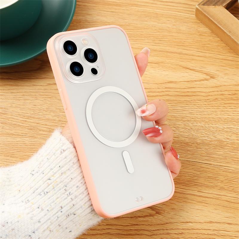 Applicable To IPhone14 Magnetic Suction Phone Case Two-in-one Apple 13promax Full-pack Transparent Hard Case