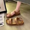 One-word Sandals Women's Summer New Wear Fashion Casual Platform Velcro Student Roman Open-toed Beach Shoes