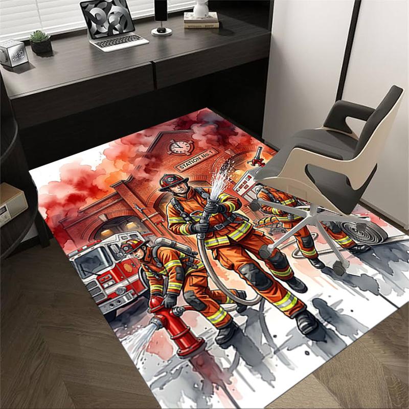 

1PC Firefighter Station Non-Slip Floor Carpet Compatible for Office&Living Room&Bedroom&Dining room - Soft & Pattern, Vibrant Colors-H0328 60cm by 90cm