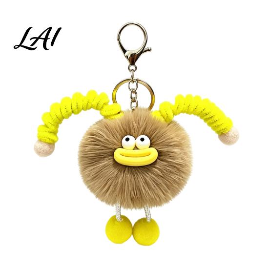 Soft Plush Keychain Sausage Mouth Creature Keychain Cartoon Fuzzy Ball Keyring Pendant Women Key Rings Decorative for Handbags Purses Backpacks