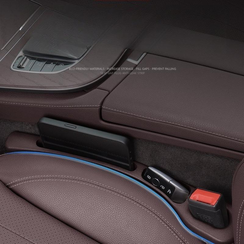 2Pcs Universal Car Seat Gap Filler with Storage, Leak-Proof Sealing Strip for Phone & Keys