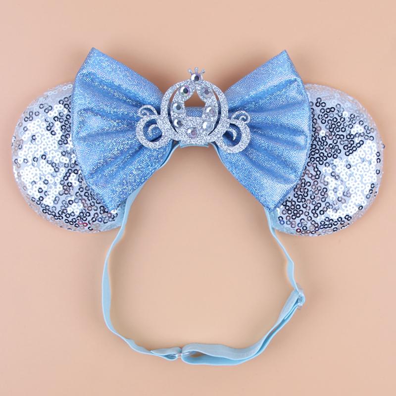 Disney Mausohren Verstellbares Elastisches Stirnband Für Baby Erwachsene Pailletten 5" Schleife Haarband Festival Party DIY Haarschmuck