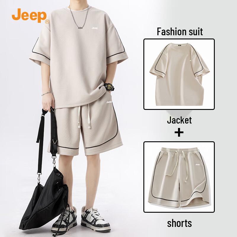 Jeep Men s Summer Casual T-Shirt & Pants Set L