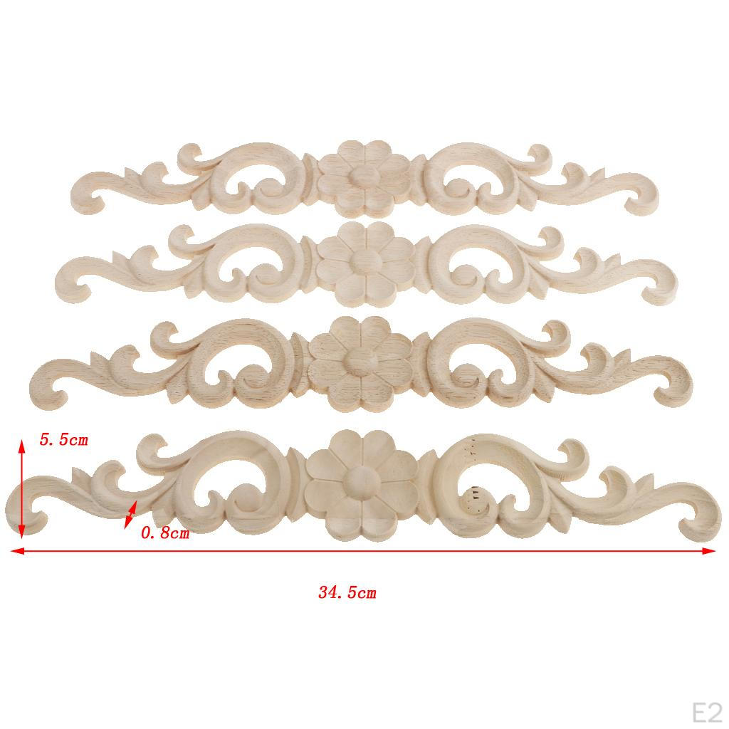 4 Unpainted Applique Wood Carved Corner Furniture Decor