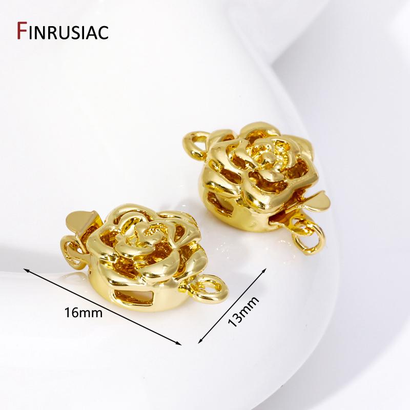 

18K Gold Plated Brass Flower Shape Pearl Clasps Connector Fasteners Lock Closure Clasps For Jewelry Making Findings 1 pieces