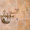 Antique Bronze Pot Filler Tap Wall Mounted Foldable Kitchen Faucet Hot and Cold Single Hole Sink Tap Rotate Folding Spout Brass