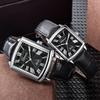 Casual Koppelhorloge Dawn Datum Kwarts Horloge Eenvoudige Vierkante Horlogeband voor Mannen en Vrouwen